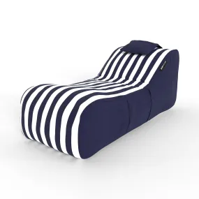 Bondi Indoor/Outdoor Bean Bag in Navy Stripe