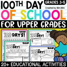 100th Day of School Activities for Upper Grades and Older Students 3rd 4th 5th | Printable Teacher Resources | A Love of Teaching