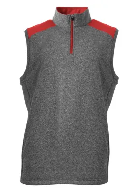 A4 N4095 Tourney 1/4 Zip Vest Sleeveless Fleece - Heather Scarlet