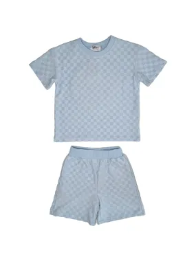 Blue Smiley Checkered Set