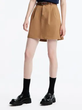 Camel A-Line Mini Skirt With Belt