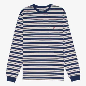 Gramicci Striped One Point L/S T-shirt Navy X Ivory