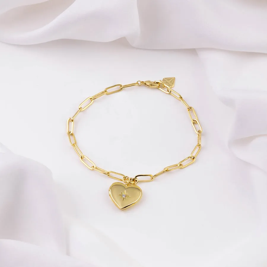 Heart Gold Locket Bracelet