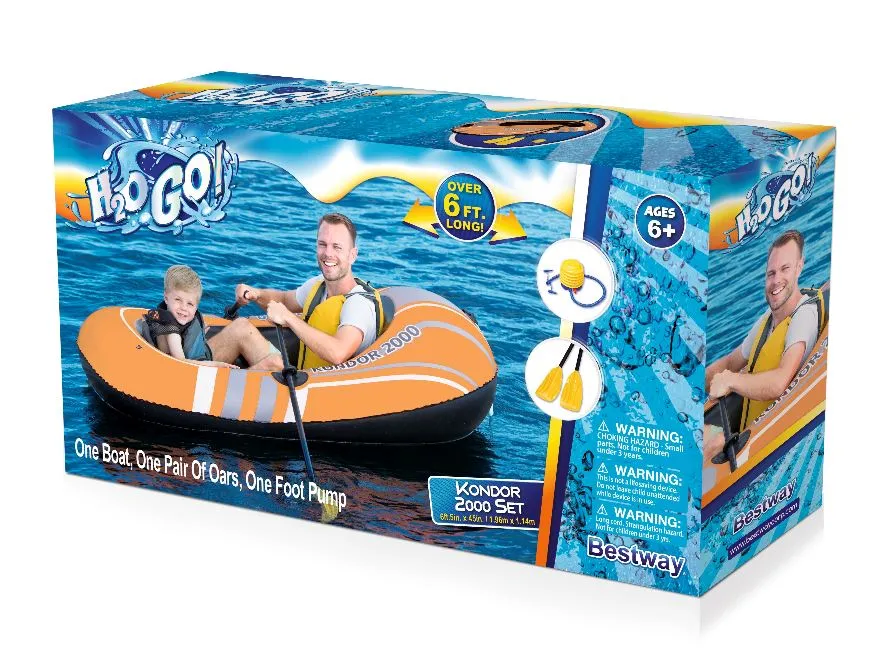 Inflatables and Rafts Bestway 95" X 56" Kondor 3-Person Raft SET with Oars & Pump