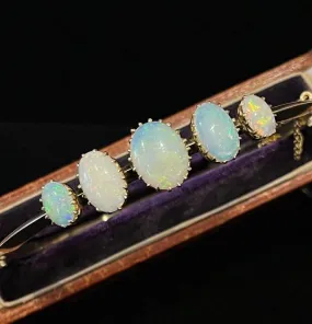 Victorian Solid Opal Bangle by Australian Jeweller H.L. TUCKER