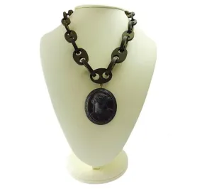 Victorian Vulcanite Cameo Necklace